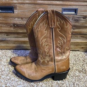 🌞Old West leather brown cowgirl boots